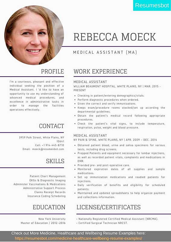 free resume template for medical assistant