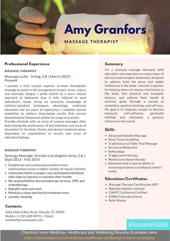 Massage Therapist Resume Samples & Templates [PDF+DOC] 2022  Massage