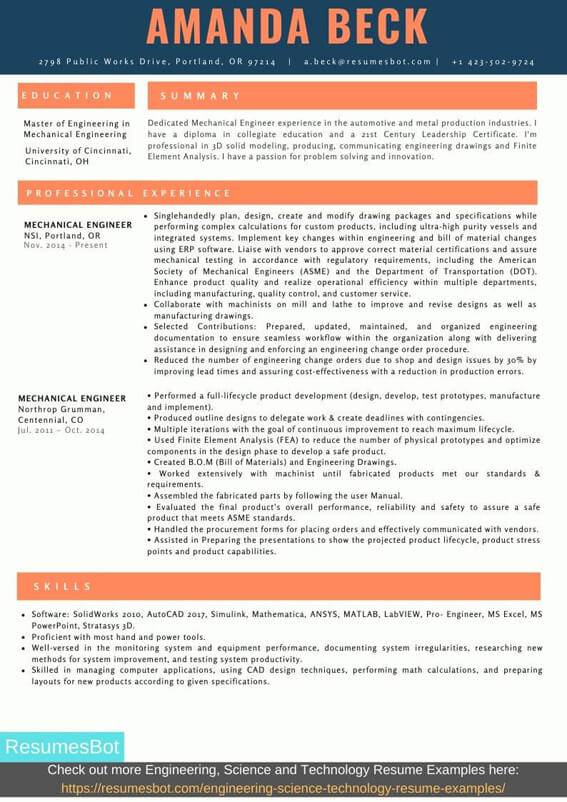 Resume Format For Diploma Mechanical Enginer Experienced