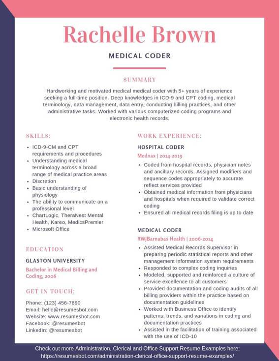 Medical Coder Resume Samples & Templates [PDF+DOC] 2022 Medical Coder