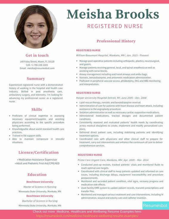 resume sample for nurses