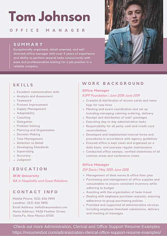 office manager cv sample doc