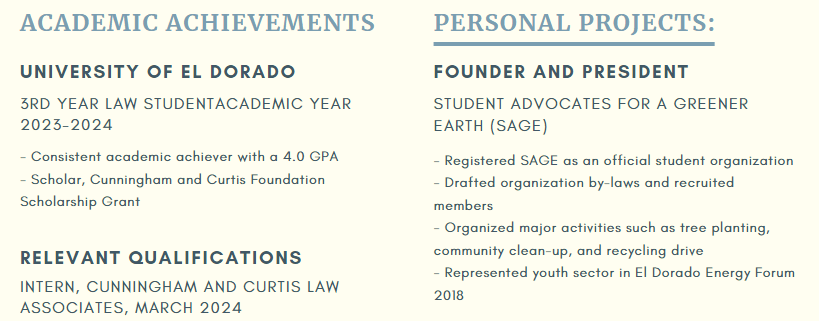 how to list work projects on resume