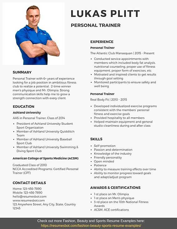 Resume 2024 personal trainer