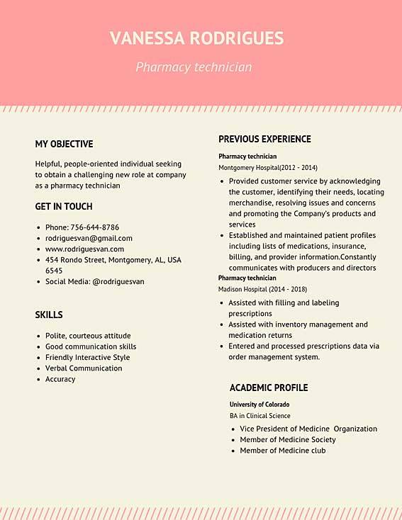 Download 22+ Pharmacy Technician Resume Skills Free Samples