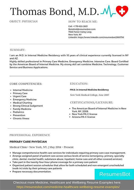Resume writing service physician