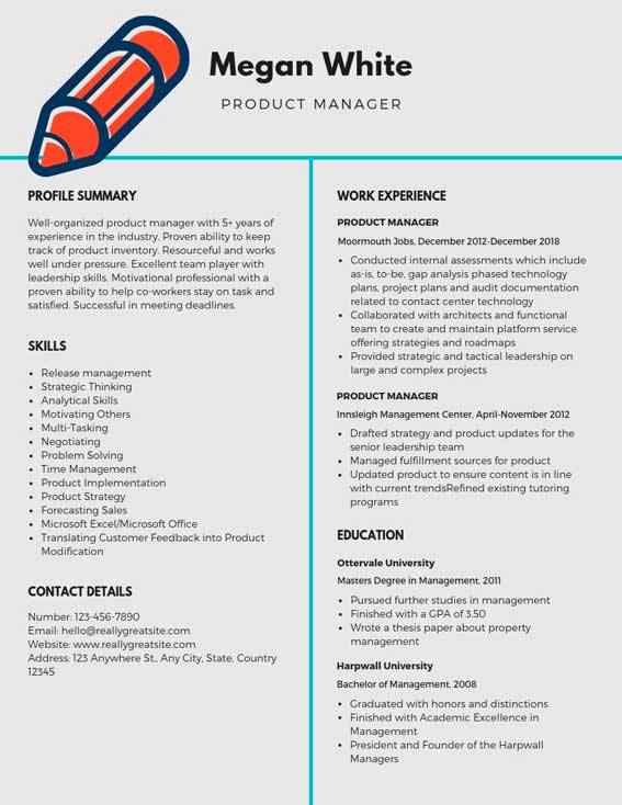 Product Manager Resume Example