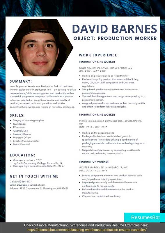 production worker skills for resume