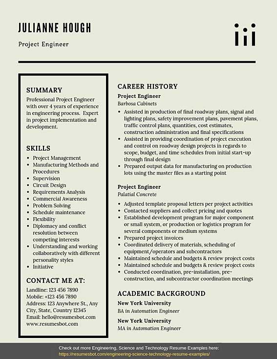 Project Engineer Resume Samples & Templates [PDF+Word] Project