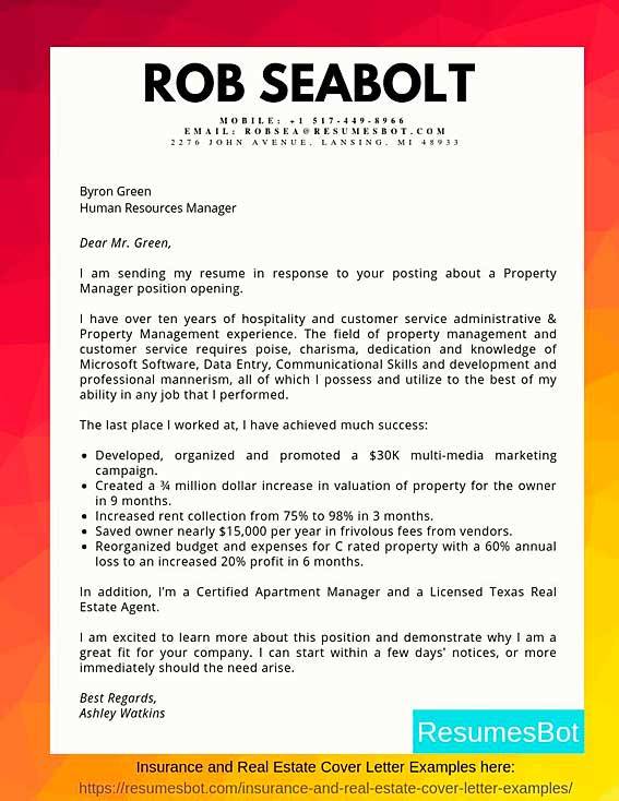 Property Manager Cover Letter Samples Templates 2024 RB