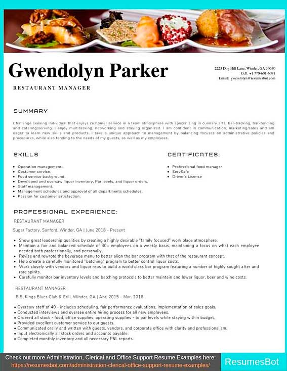 Restaurant Manager Resume Template Microsoft Word from resumesbot.com