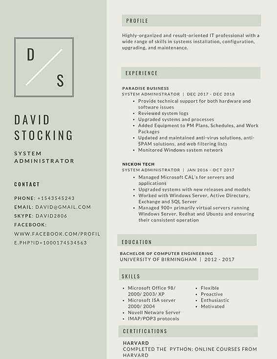 System Administrator Resume Samples Templates Pdf Word 2021 System Administrator Resumes Bot