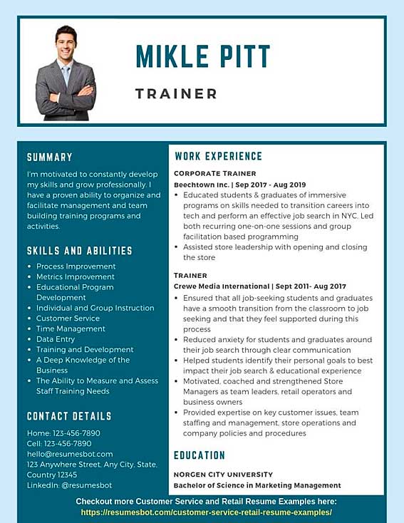 Trainer Resume Example